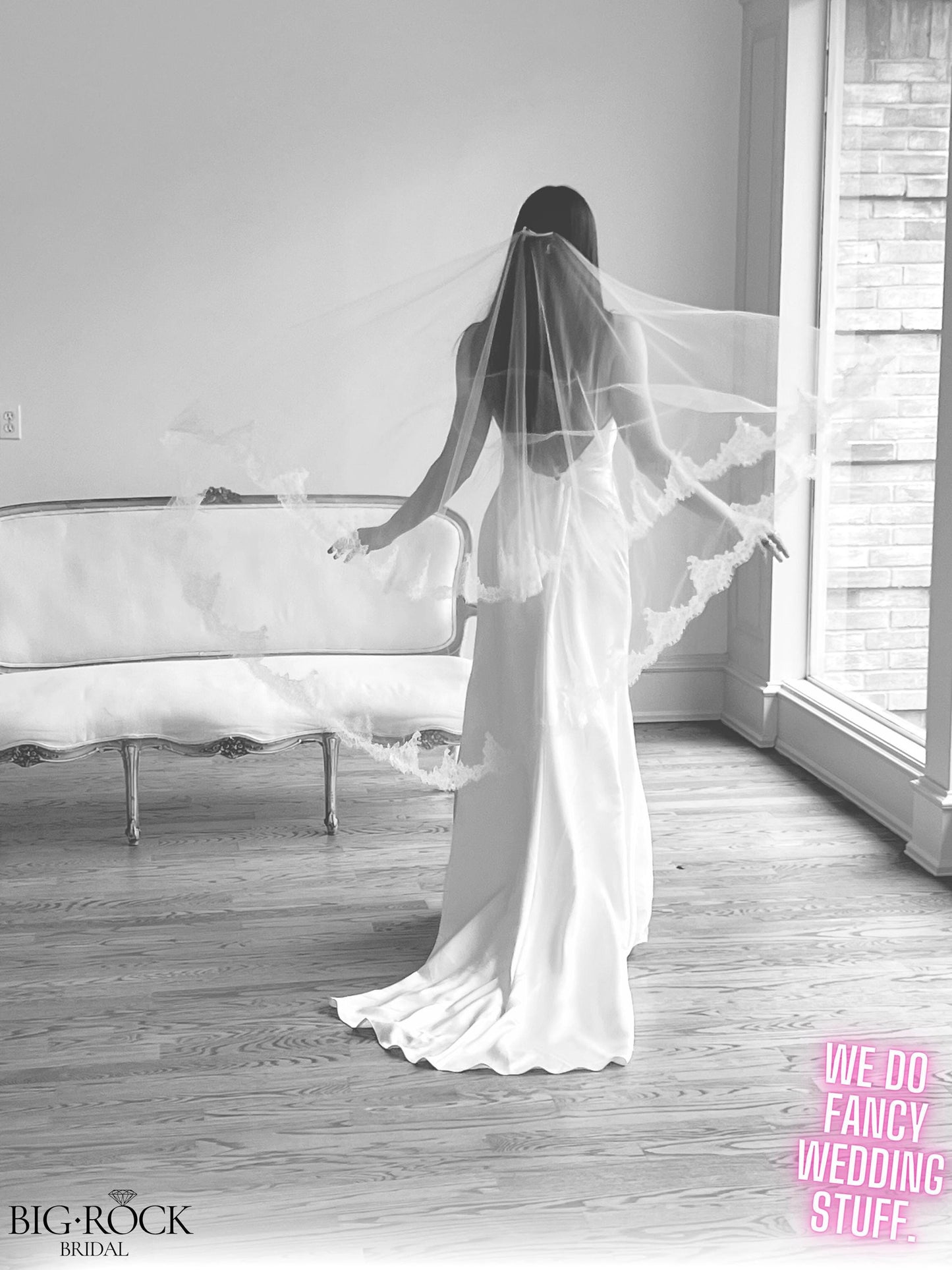 Chantilly Lace Wedding Veil: Waltz Length, Blusher, Mantilla Style