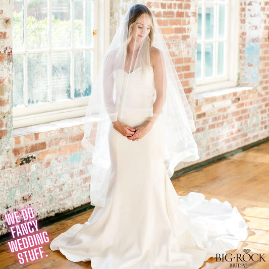 Waltz Length Wedding Veil with Blusher: Horsehair Bridal Veil