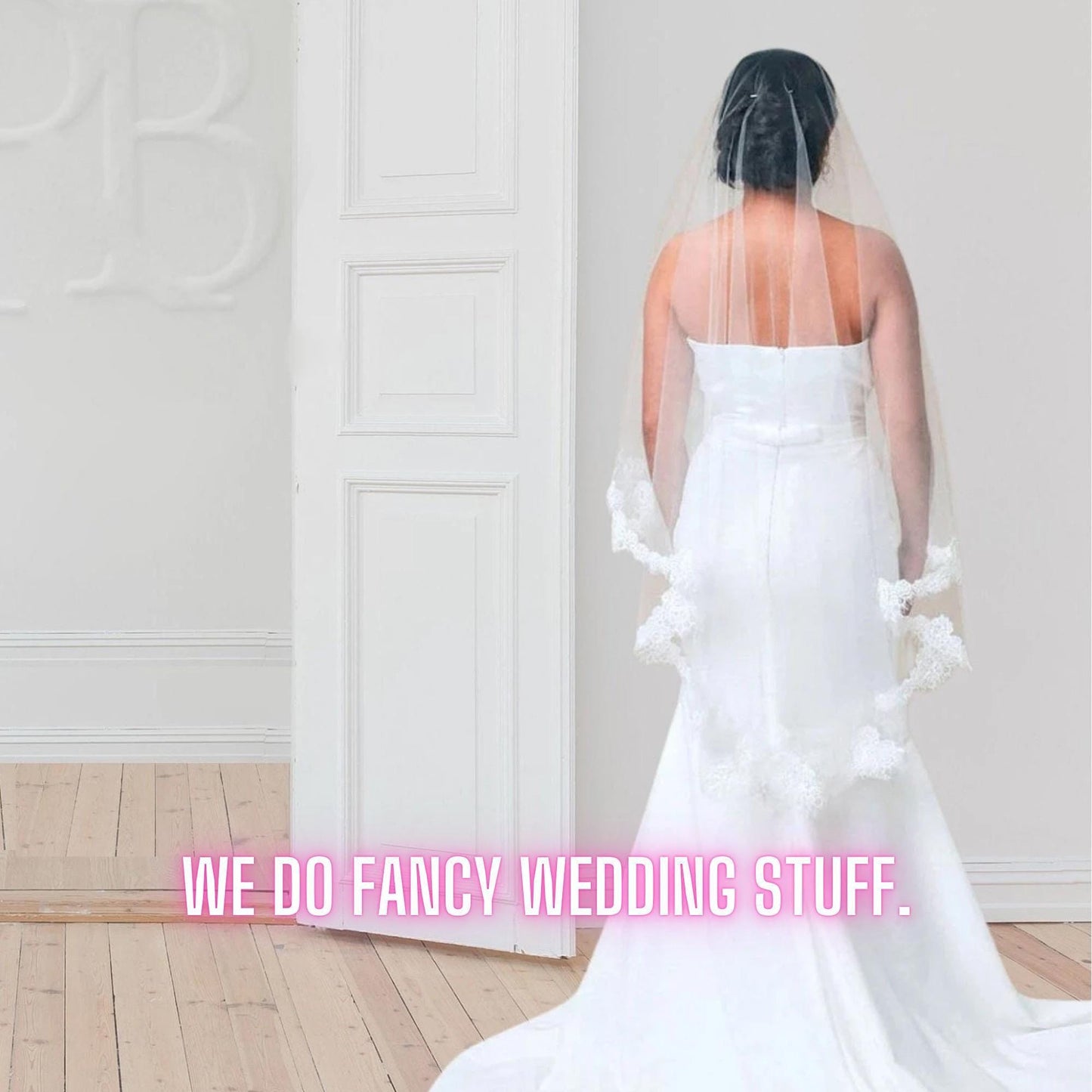 Handmade Ivory Lace Wedding Veil: Fingertip Blusher, Boho Bridal