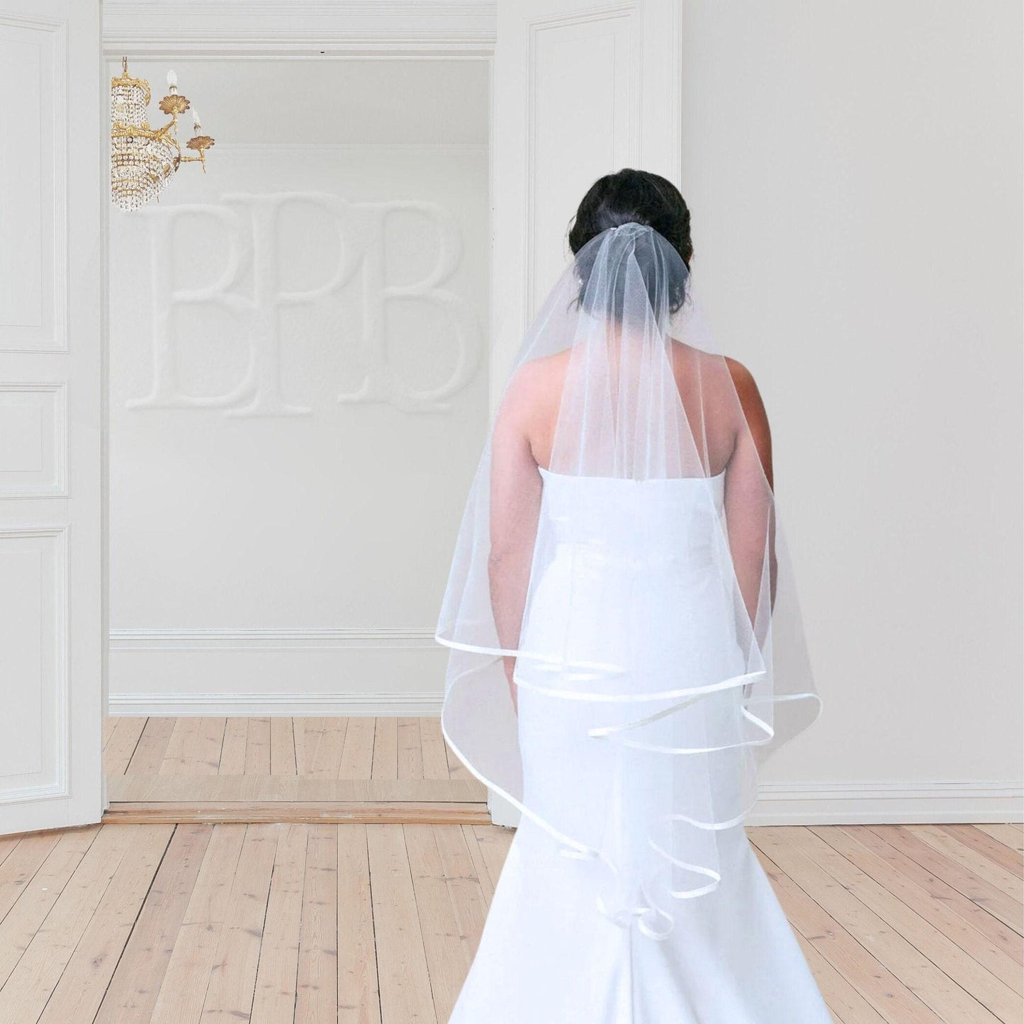 Handmade Satin Fingertip Wedding Veil: Two-Tier Bridal Blusher