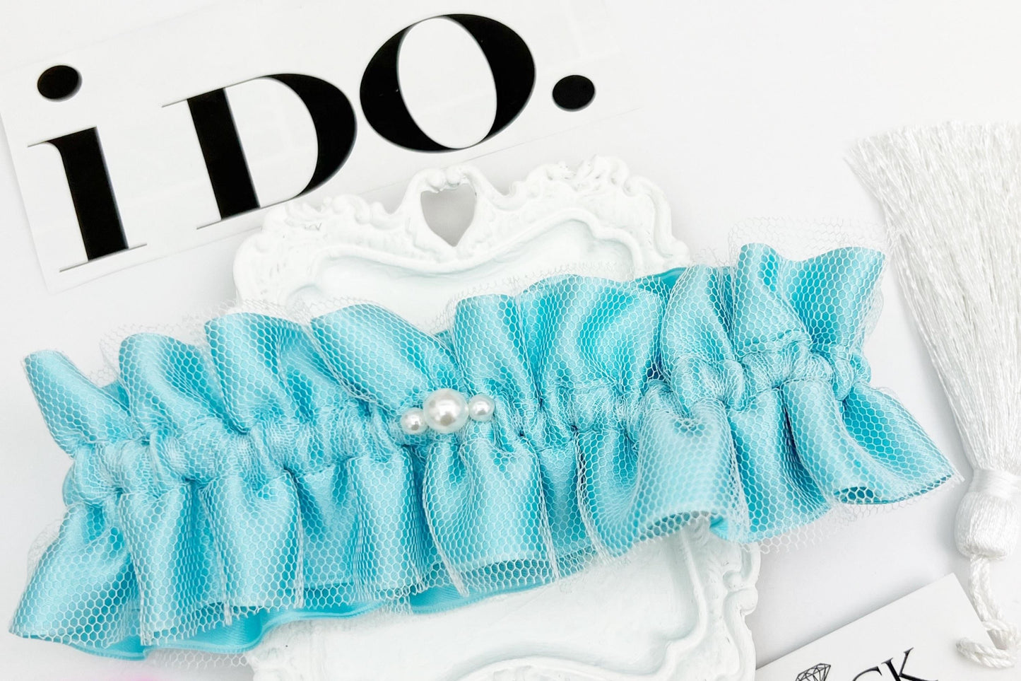 Something Blue Wedding Garter, Leg Garter for Bride, Pearl Bridal Garter Belt, Bride Gift, Bridal Shower Gift, Wedding Keepsake