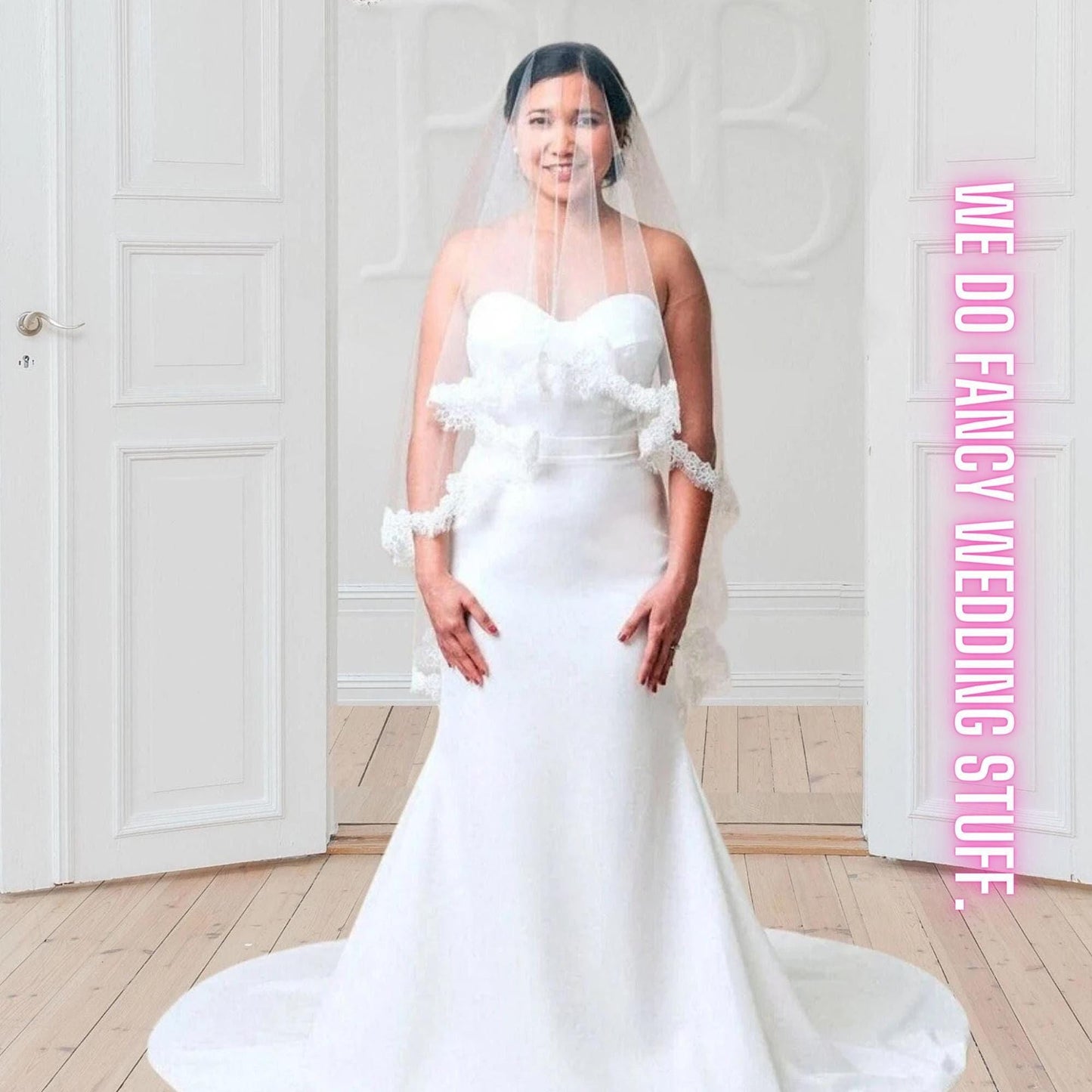 Handmade Ivory Lace Wedding Veil: Fingertip Blusher, Boho Bridal