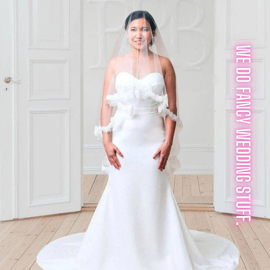 Handmade Ivory Lace Wedding Veil: Fingertip Blusher, Boho Bridal