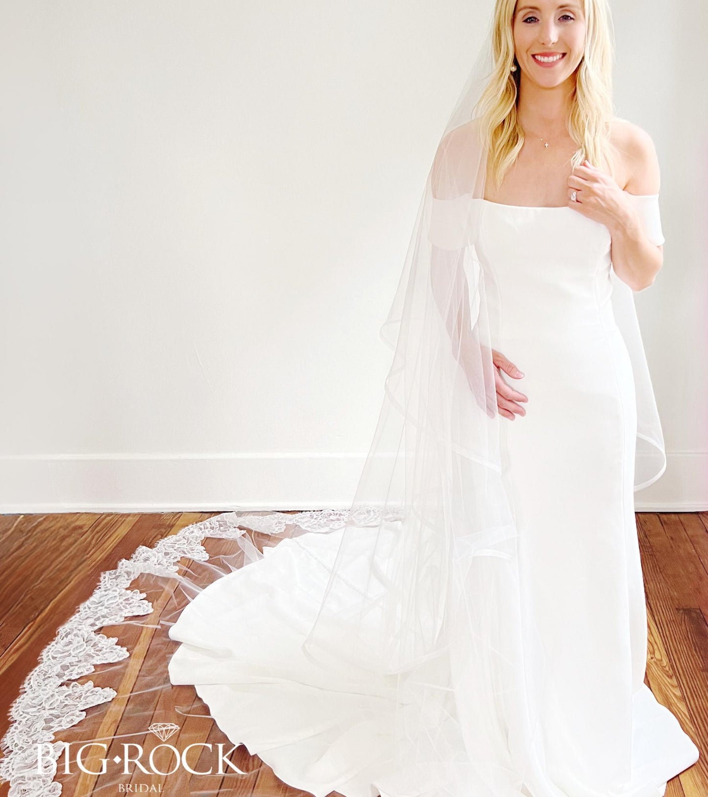 Two Tier Lace Cathedral Wedding Veil with Blusher