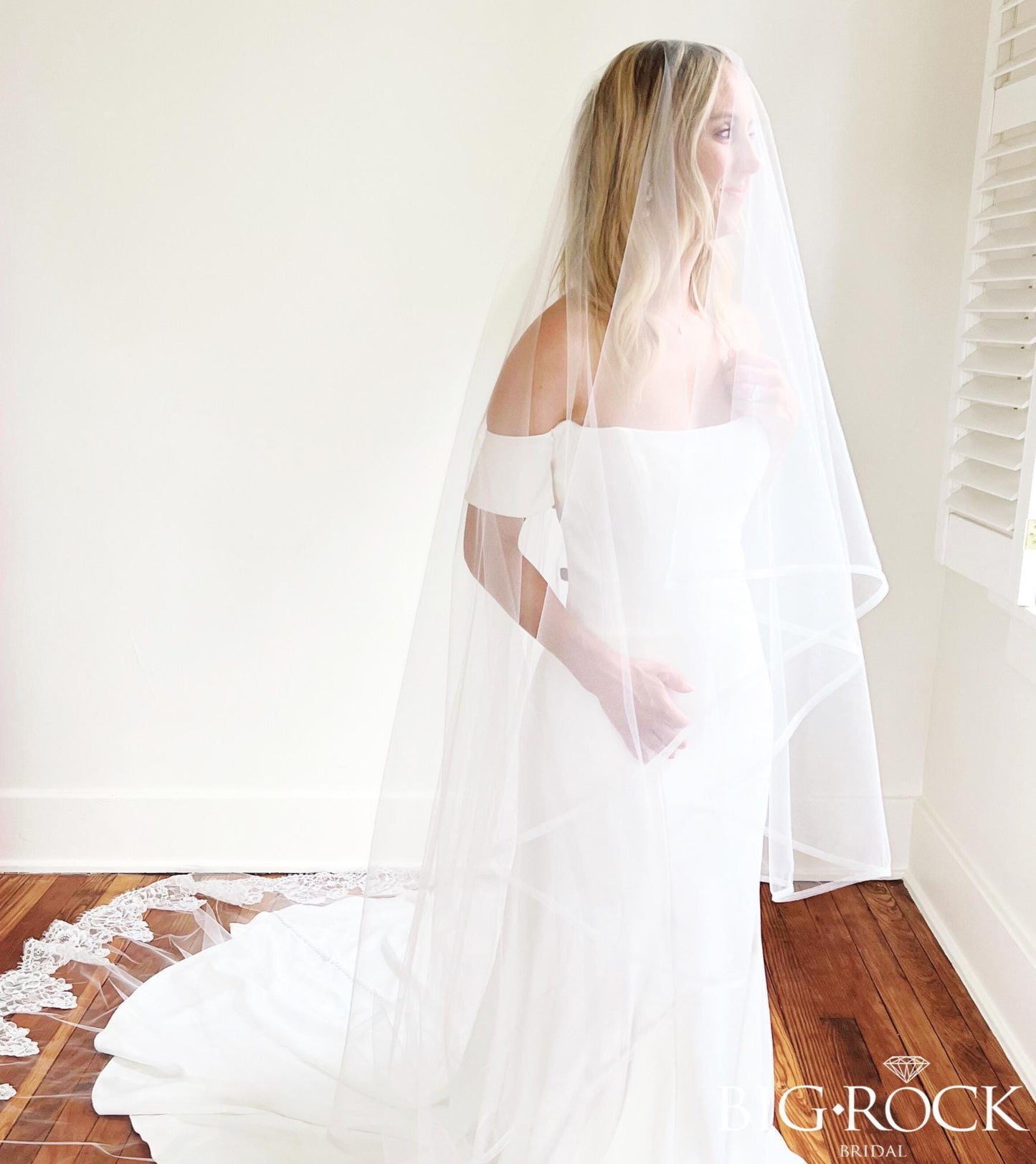 Two Tier Lace Cathedral Wedding Veil with Blusher