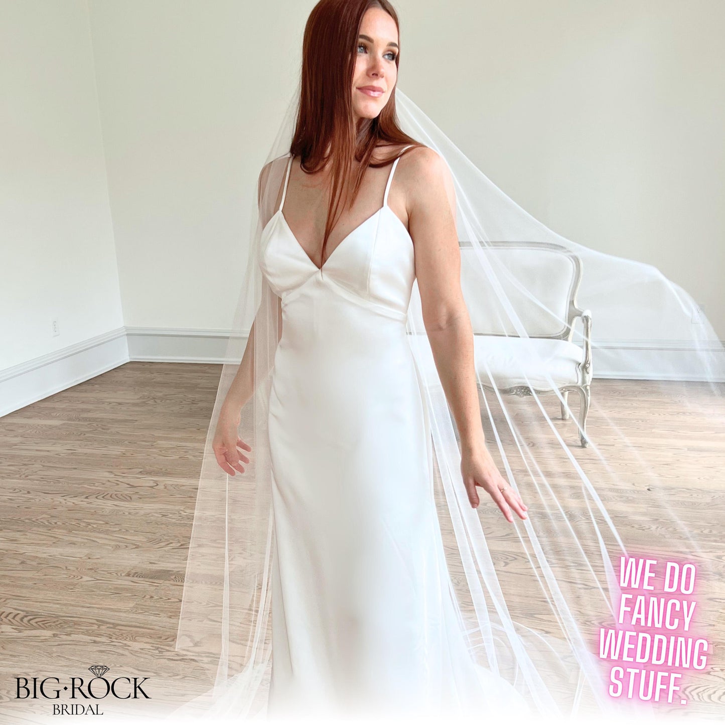 Handmade Ivory Cathedral Wedding Veil: Luxe Tulle, Single Tier