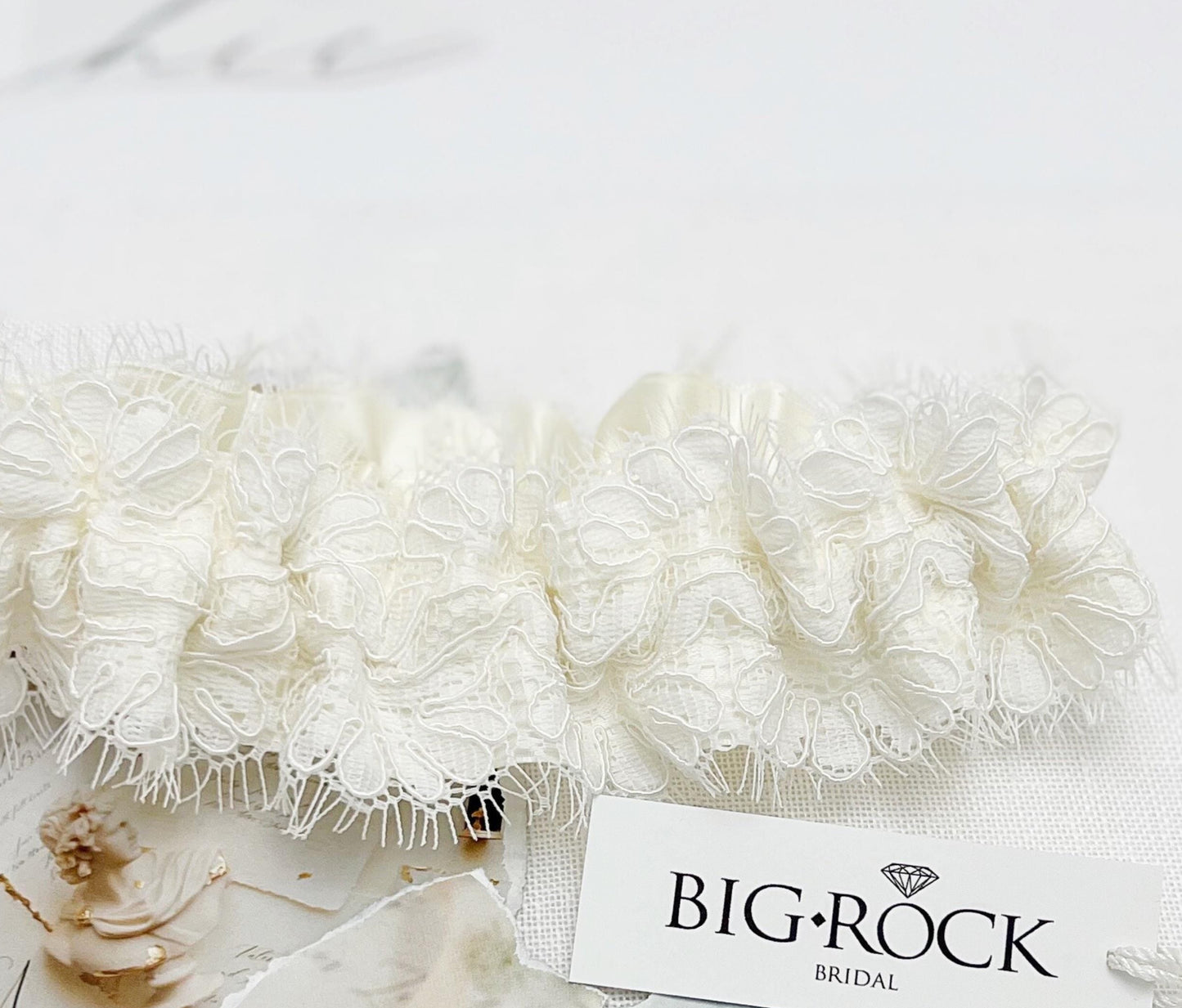 Lace Bridal Garter: White Wedding Leg Garter Belt, Handmade in USA