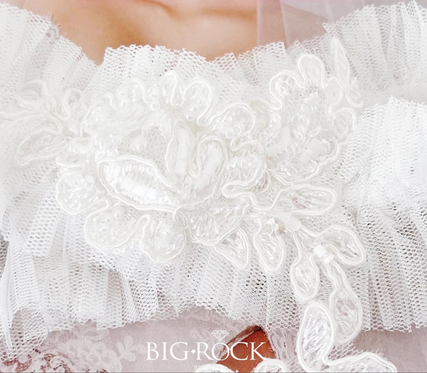 Lace Wedding Garter Set: White Bridal Keepsake, Handmade in USA