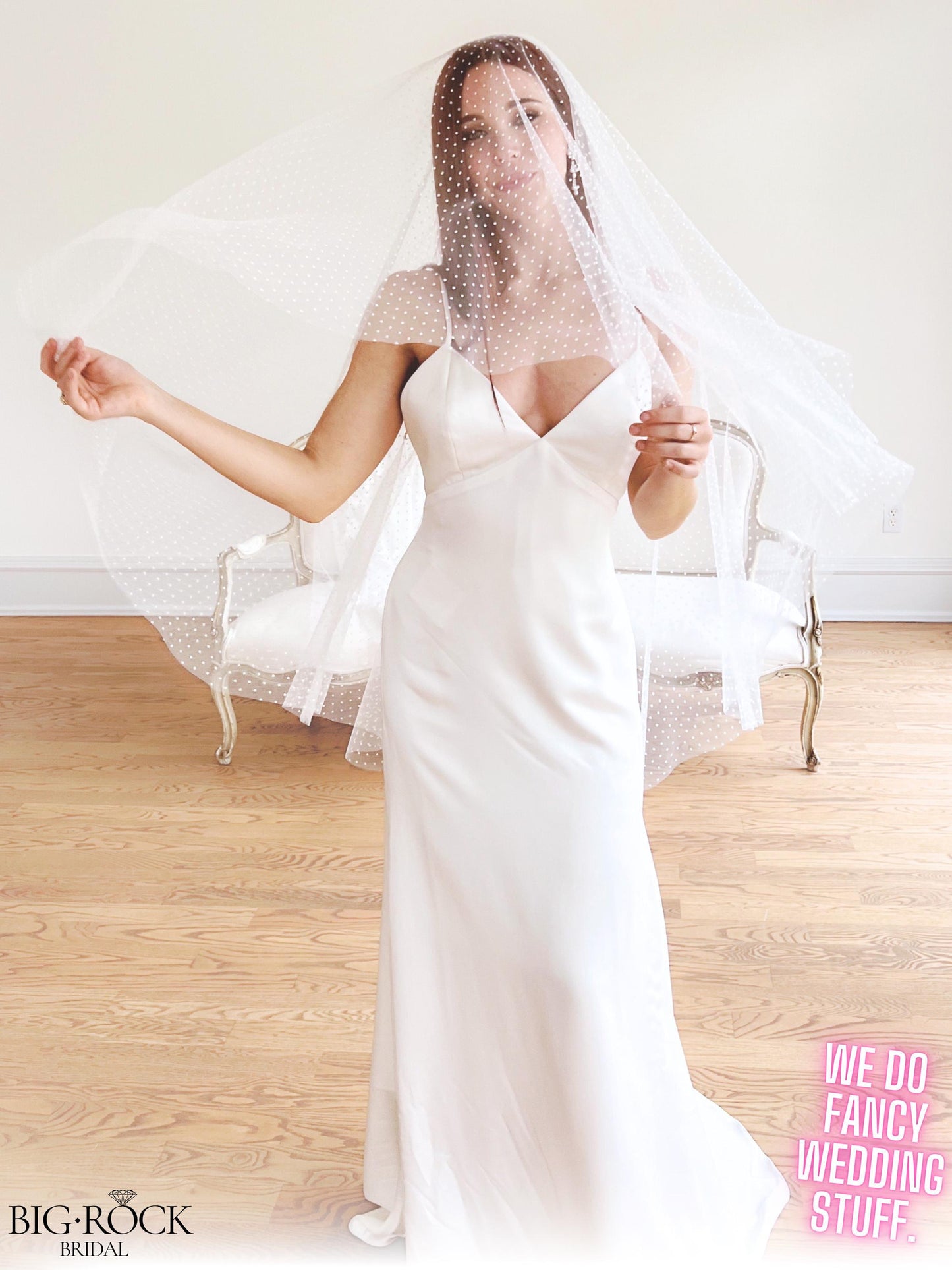 Handmade Polka Dot Wedding Veil: Ivory Bridal Blusher