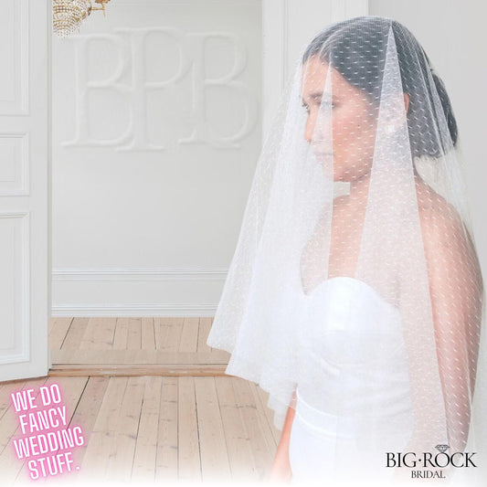 Swiss Dot Wedding Veil with Blusher: Off White Bridal Accessory