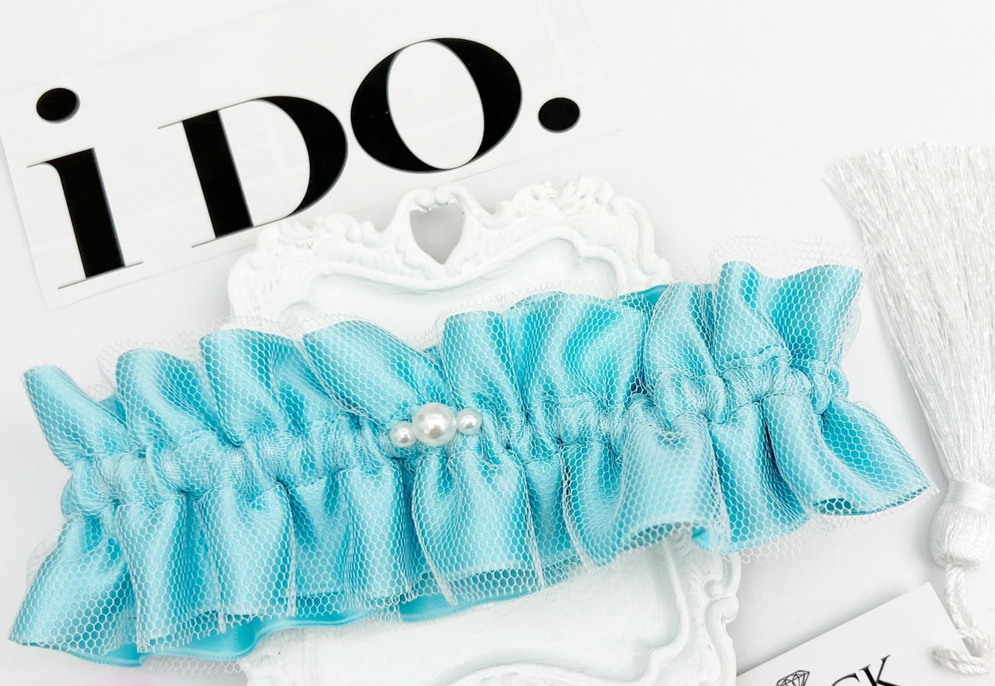 Tiffany Blue Wedding Garter, Something Blue for Bride, Pearl Bridal Garter Belt, Bride Gift, Bridal Shower Gift, Wedding Keepsake