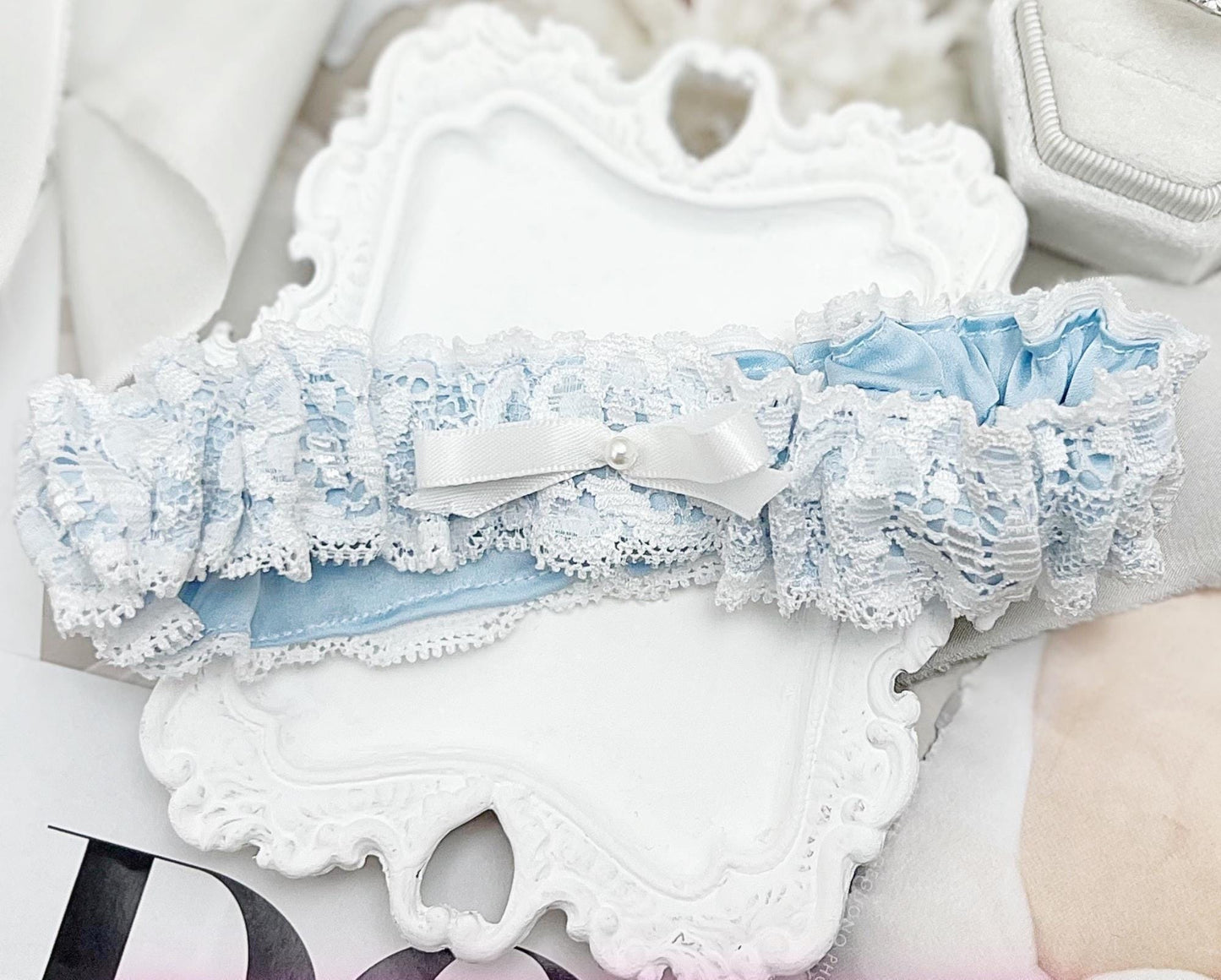 Something Blue Lace Wedding Garter: Bridal Shower Gift