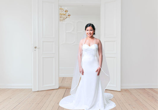 Handmade Satin Fingertip Wedding Veil: Two-Tier Bridal Blusher