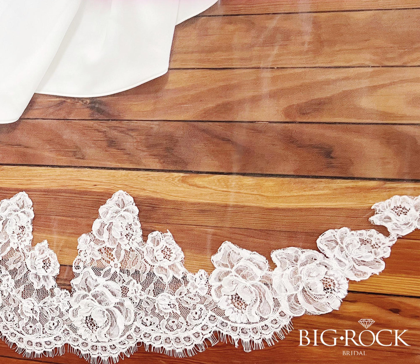 Two Tier Lace Cathedral Wedding Veil with Blusher