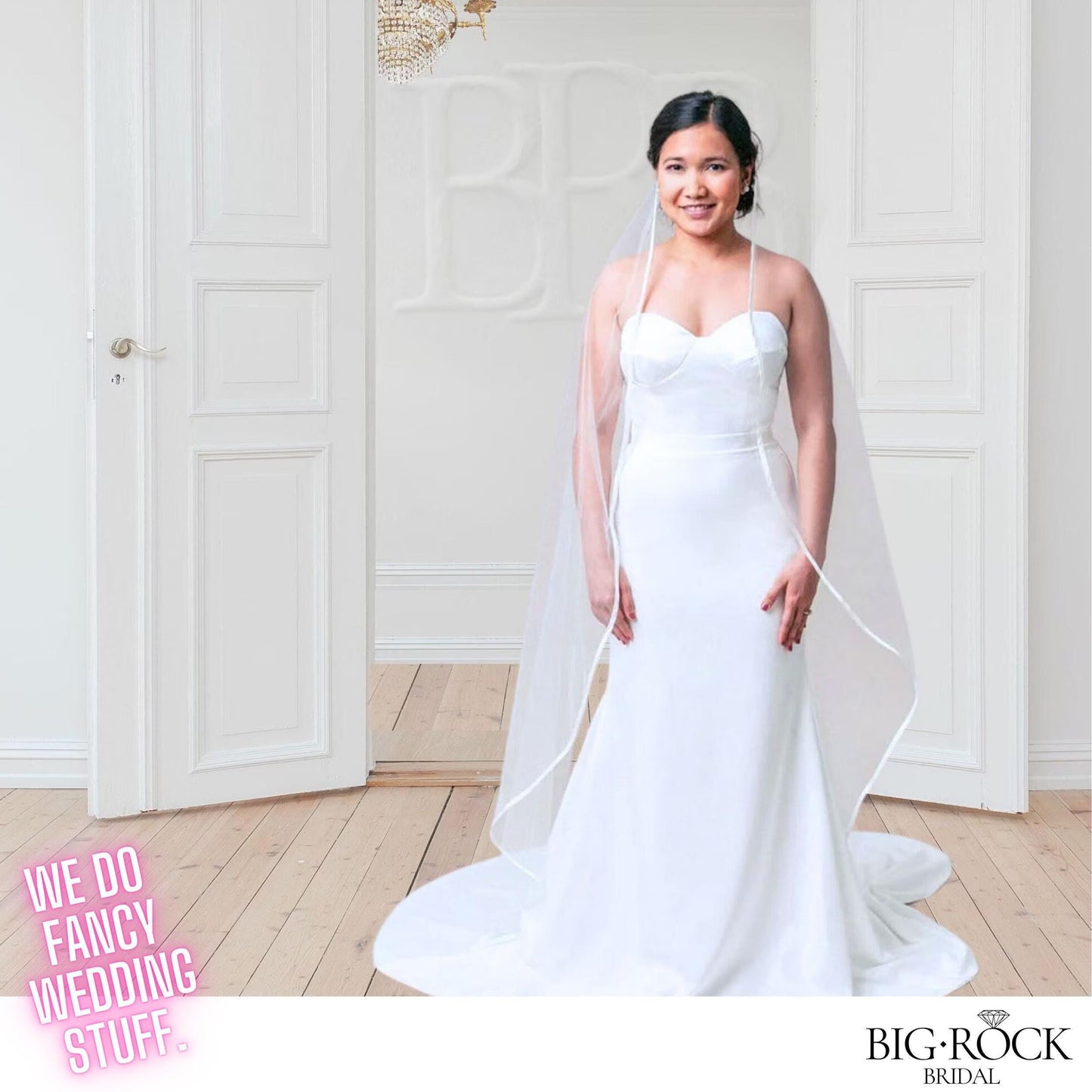 Off White Wedding Veil: Satin Edge, Waltz or Cathedral Length