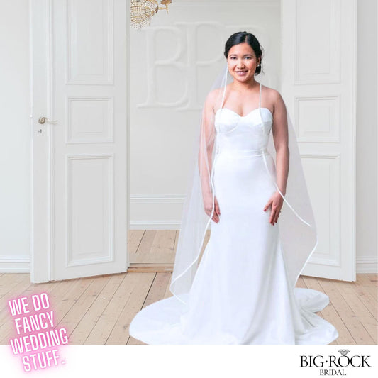 Off White Wedding Veil: Satin Edge, Waltz or Cathedral Length