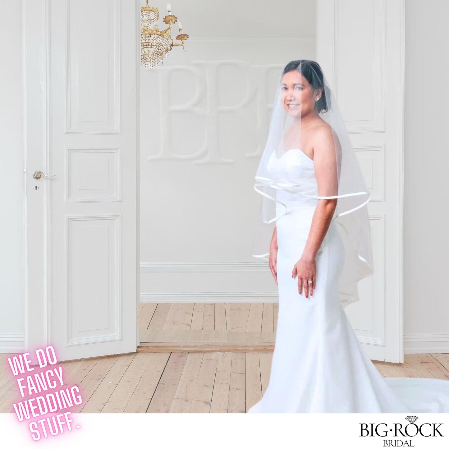 Off White Wedding Veil: Satin Edge, Waltz or Cathedral Length