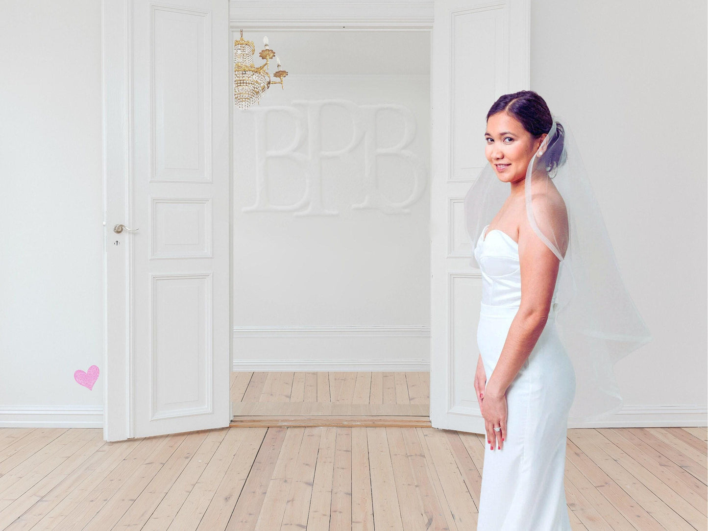Handmade Off White Modern Blusher Wedding Veil with Horsehair for Brides