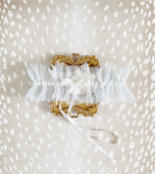 Delicate Blue and Lace Wedding Garter for Bride, Something Blue Bride Gift