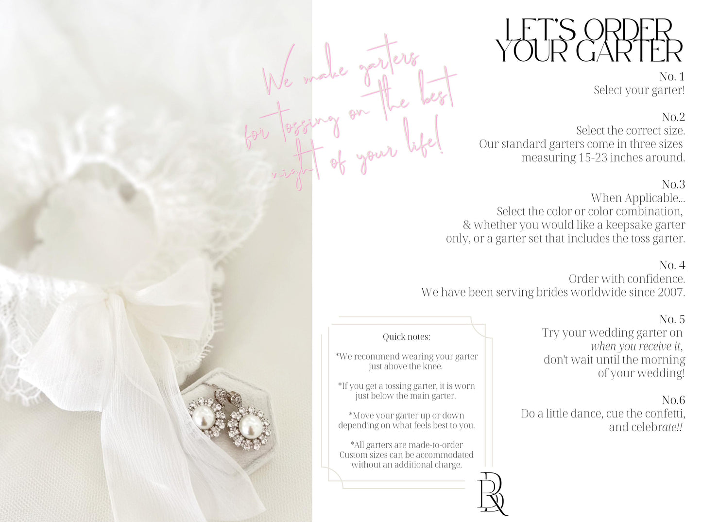 Big Rock Bridal Guide to ordering your wedding garter