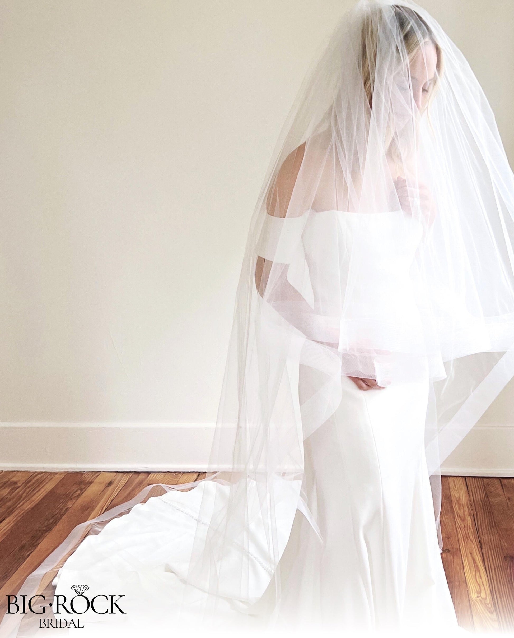 Cathedral Wedding Veil with Blusher for Bride