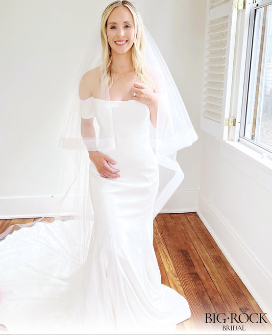 Cathedral Wedding Veil with Blusher with Horsehair Edging