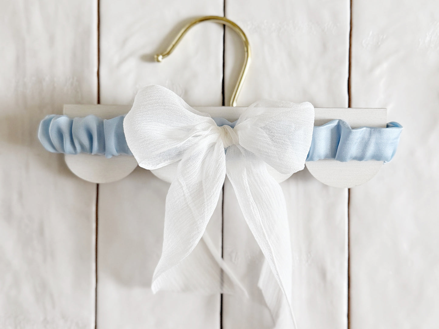 Luxury Blue Silk Wedding Garter with Silk Ribbon