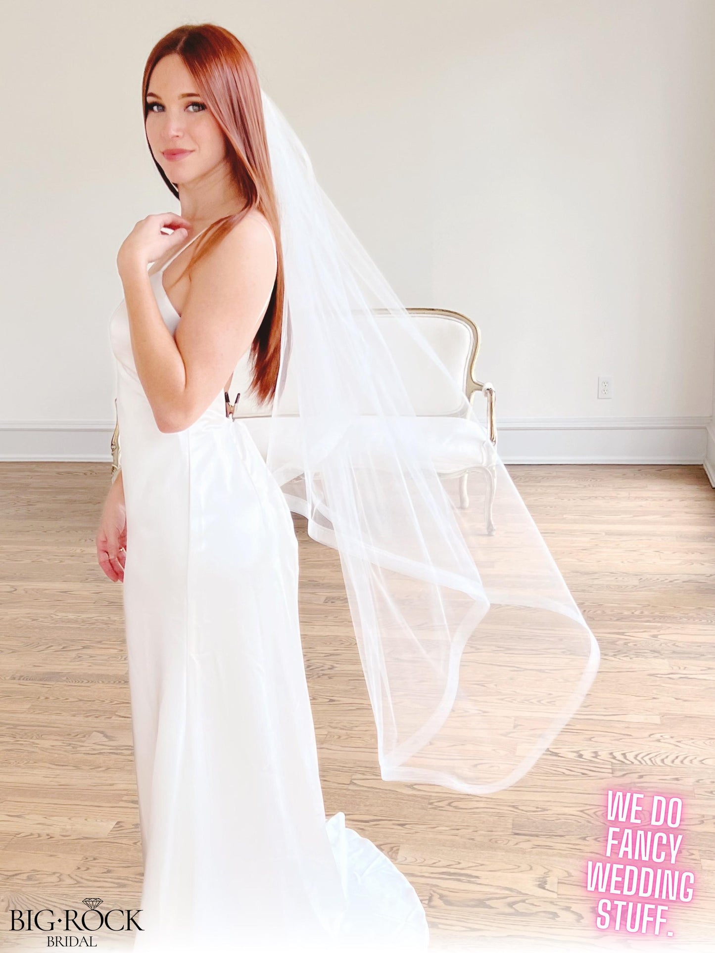 Ivory Waltz Length Wedding Veil: Horsehair Edge Bridal Veil