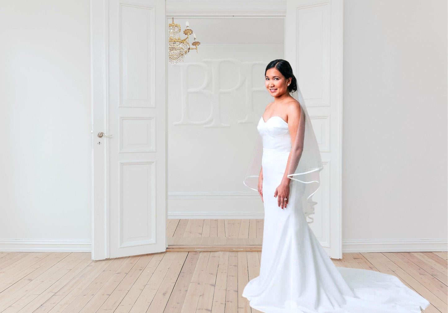 Handmade Satin Fingertip Wedding Veil: Two-Tier Bridal Blusher