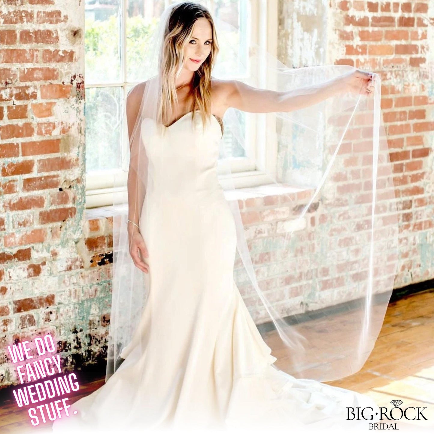 Simple Ivory Floor Length Wedding Veil: Bridal Accessories