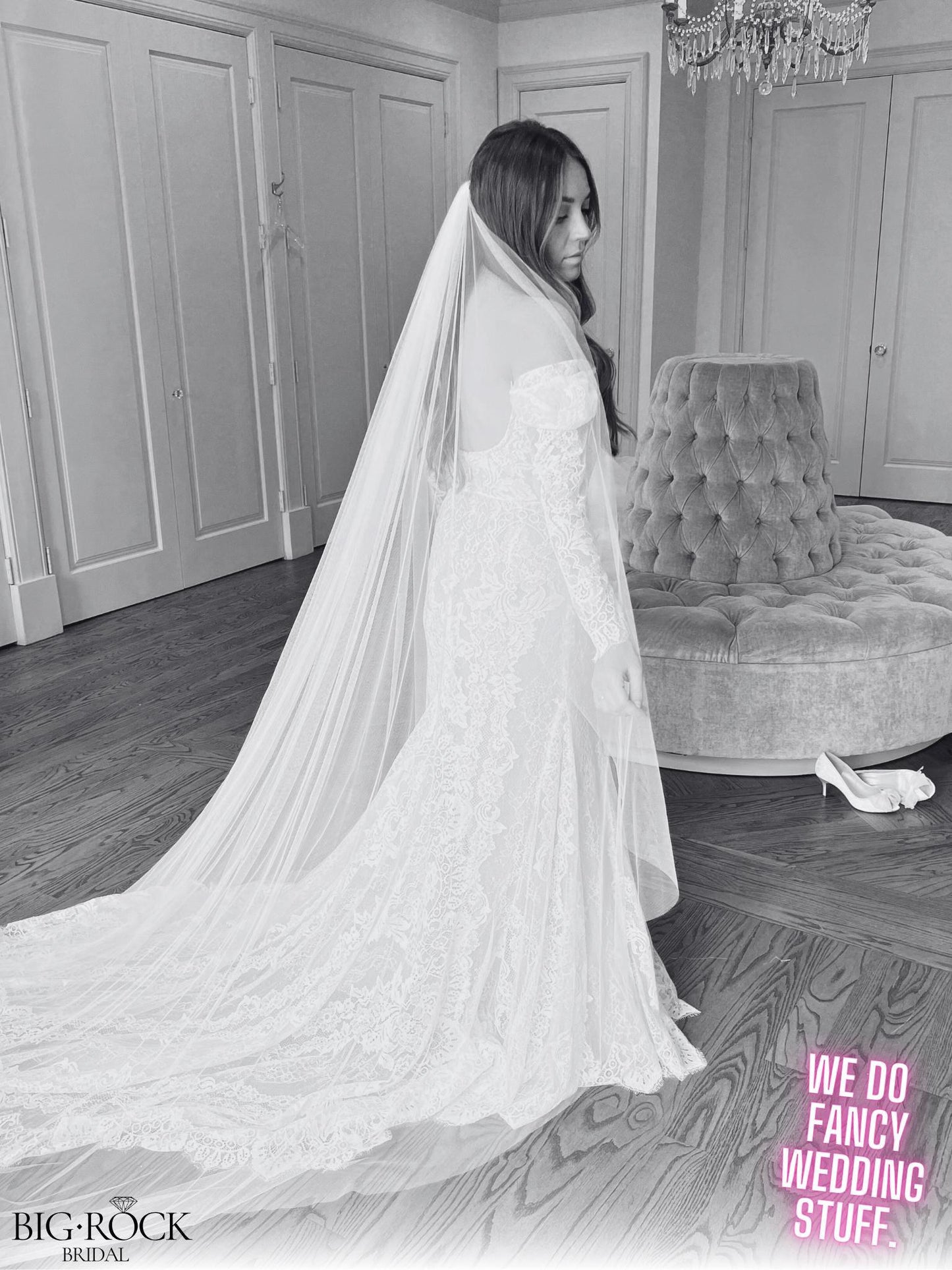 Cathedral Wedding Veil: Off White Luxe Tulle, Handmade Bridal Accessory