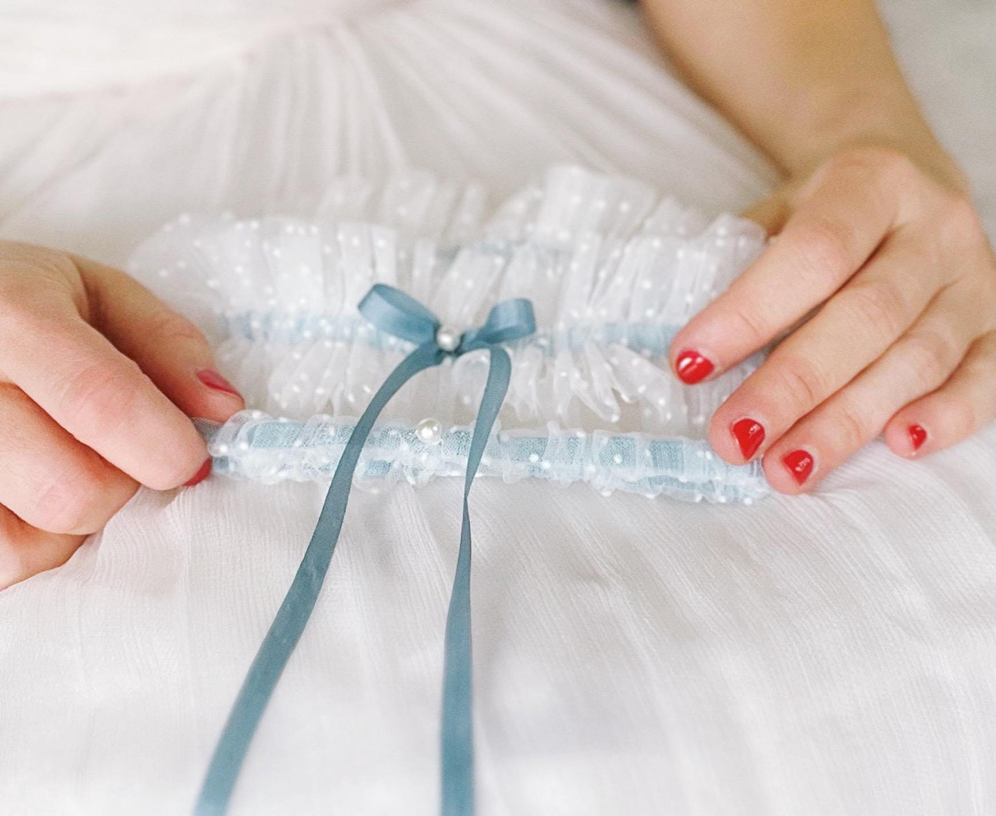 Something Blue Wedding Garter Set, Bridal Shower Gift for Bride to Be, Wedding Accessories