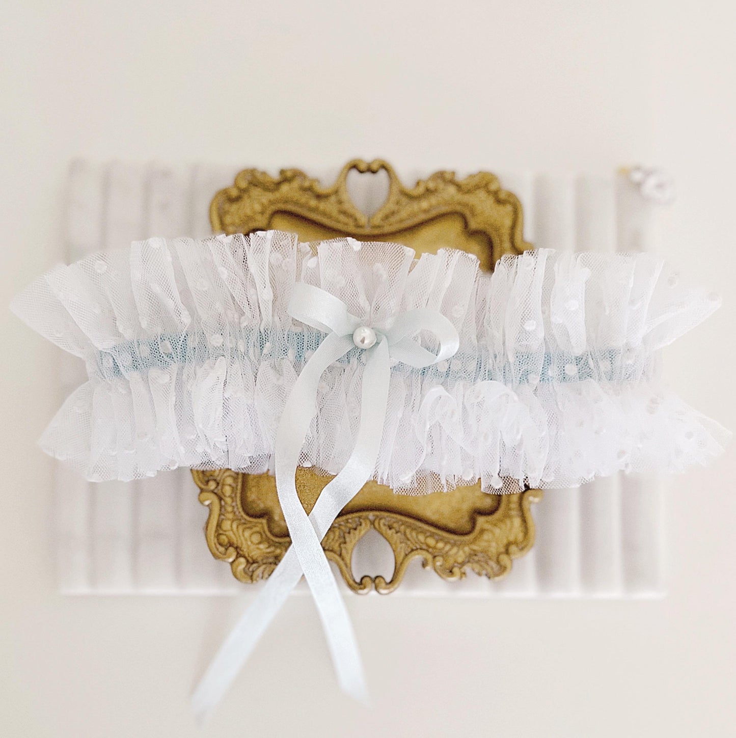 Something Blue Wedding Garter Set, Bridal Shower Gift for Bride to Be