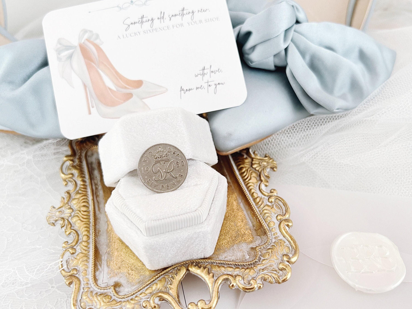 Lucky Sixpence: Bridal Shower Gift for Bride's Wedding Shoe