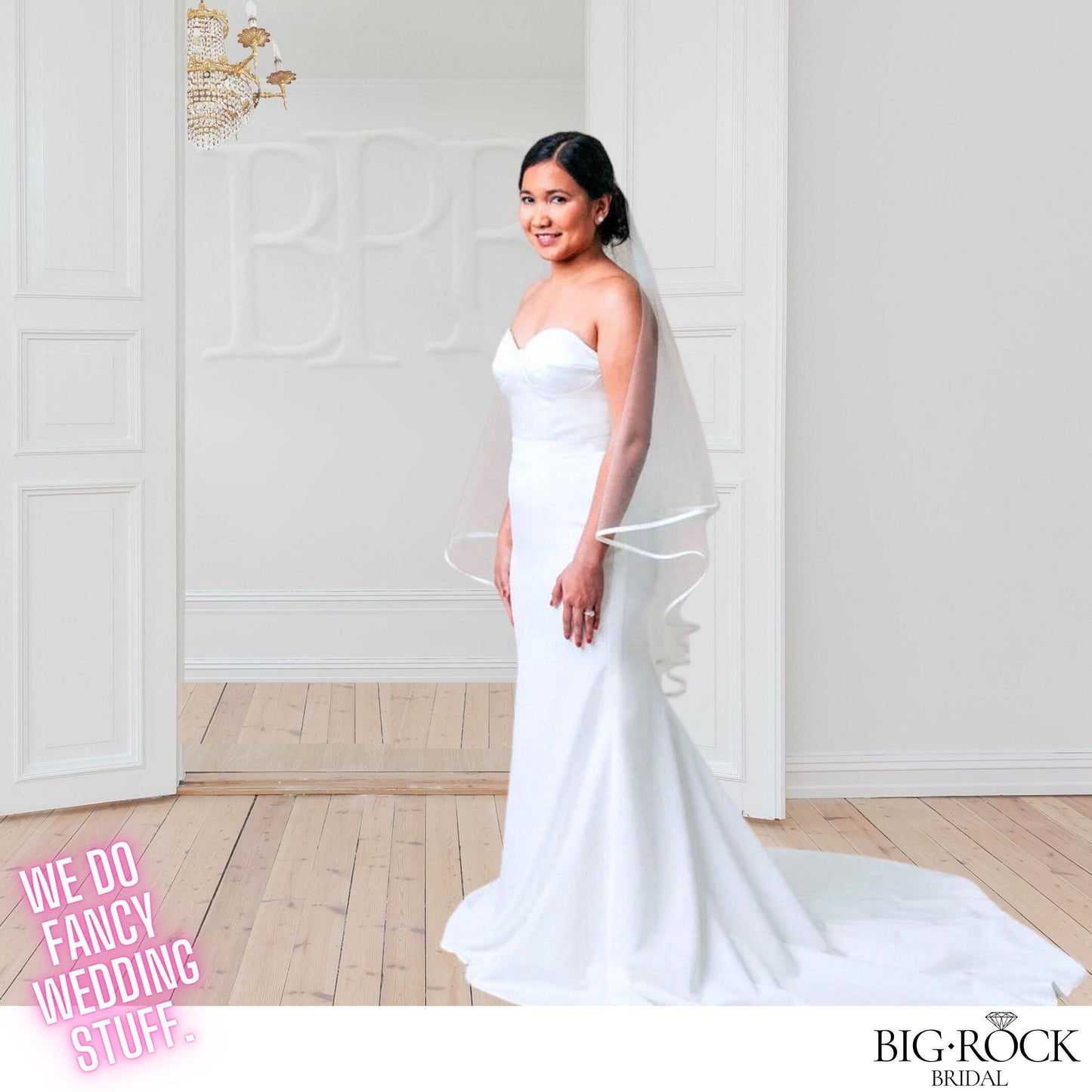 Off White Wedding Veil: Satin Edge, Waltz or Cathedral Length