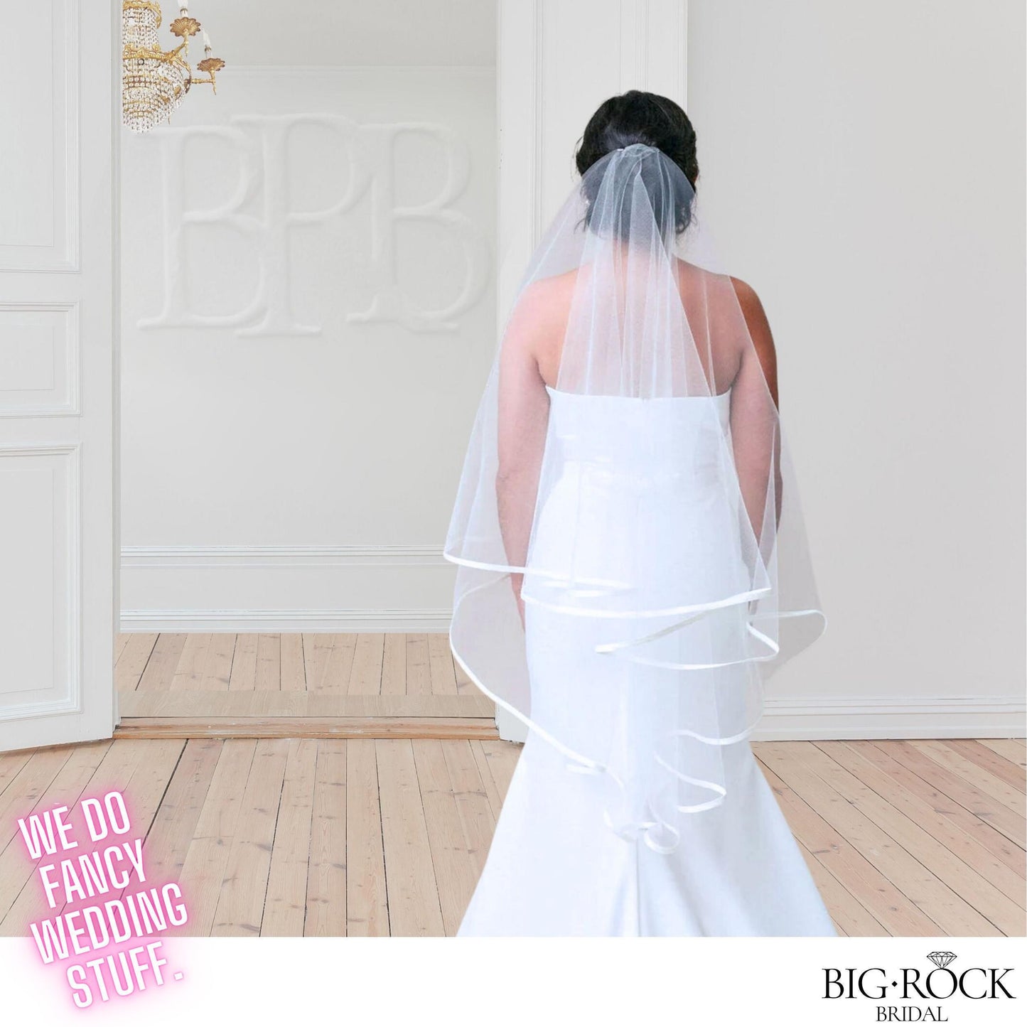 Off White Wedding Veil: Satin Edge, Waltz or Cathedral Length