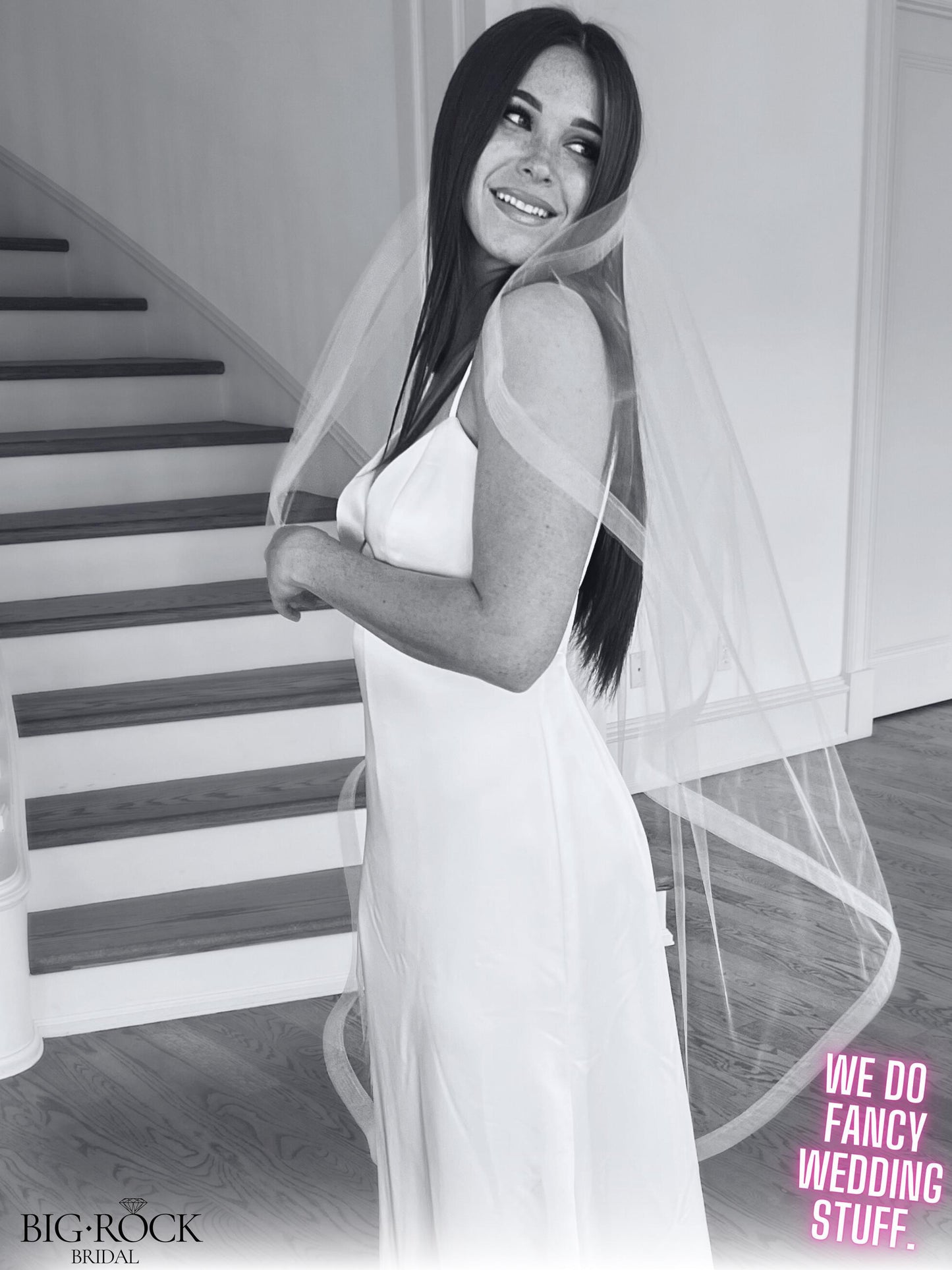 Ivory Waltz Length Wedding Veil: Horsehair Edge Bridal Veil