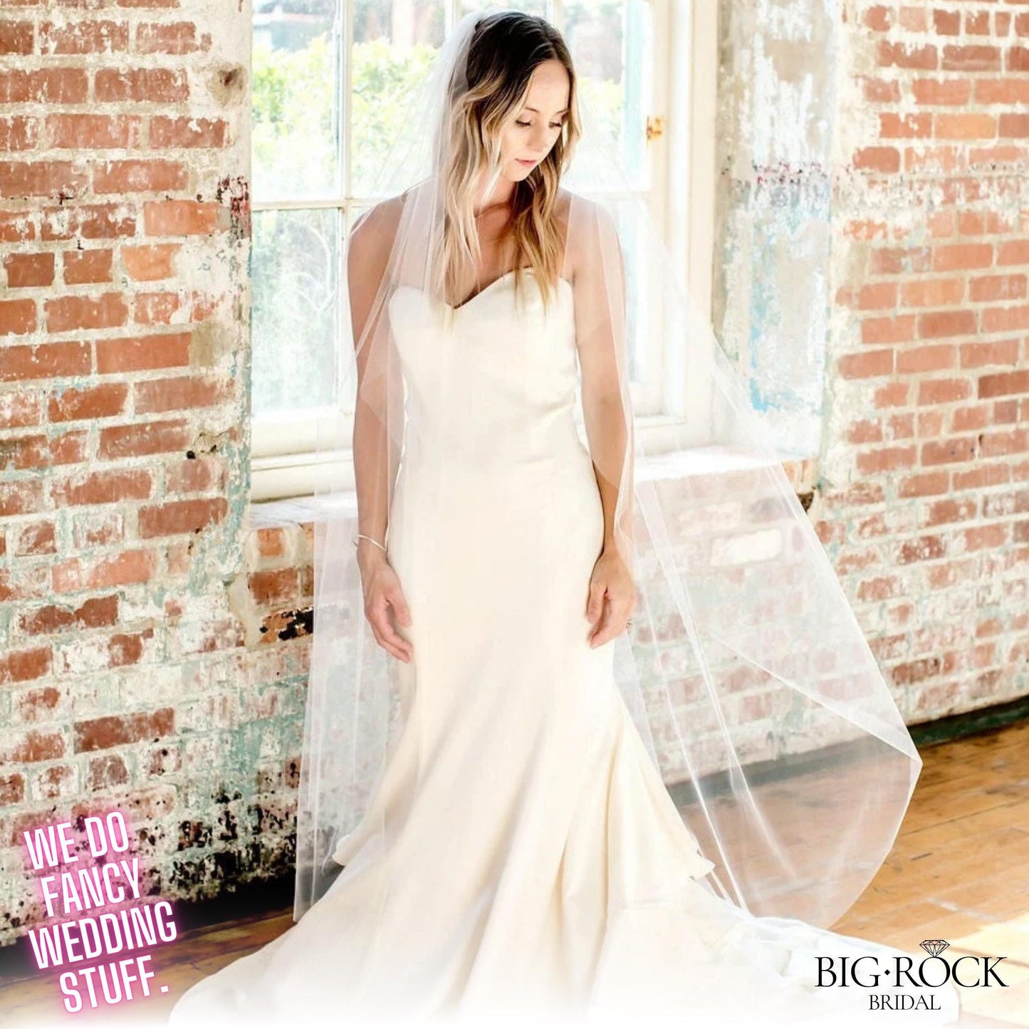 Simple Ivory Floor Length Wedding Veil: Bridal Accessories